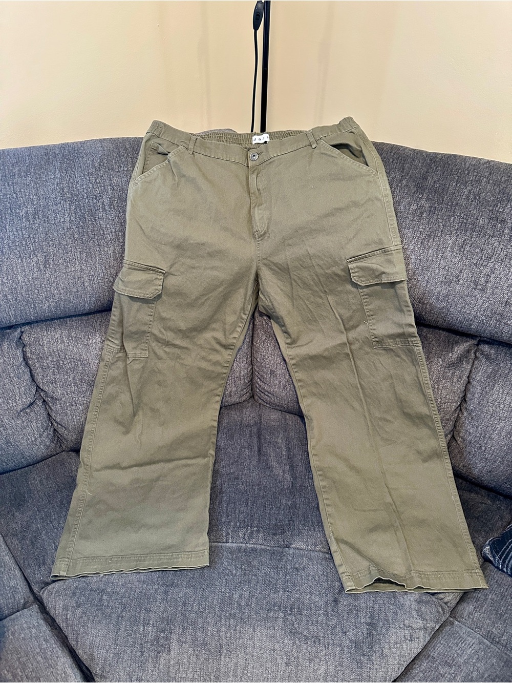 Army Green Wide Leg Cargo Pants